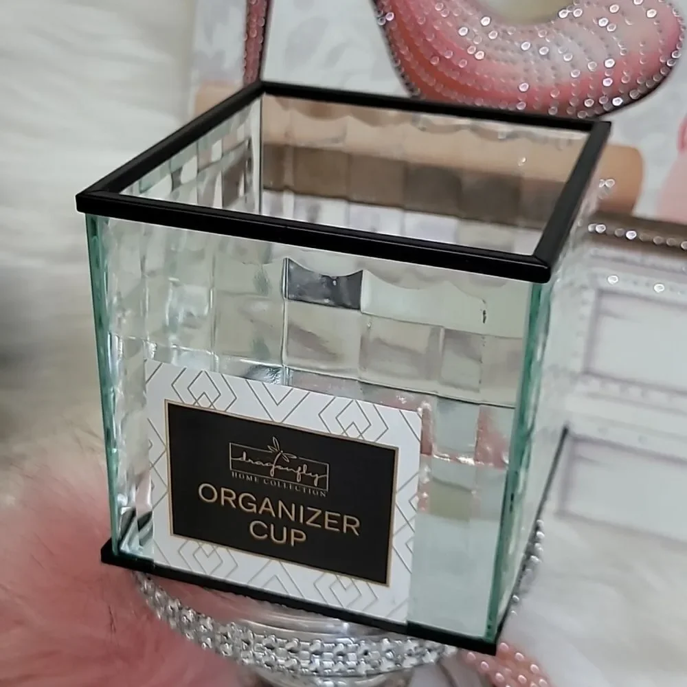 DRAGONFLY Home Collection Organizer Cup with Glass & Mirror
